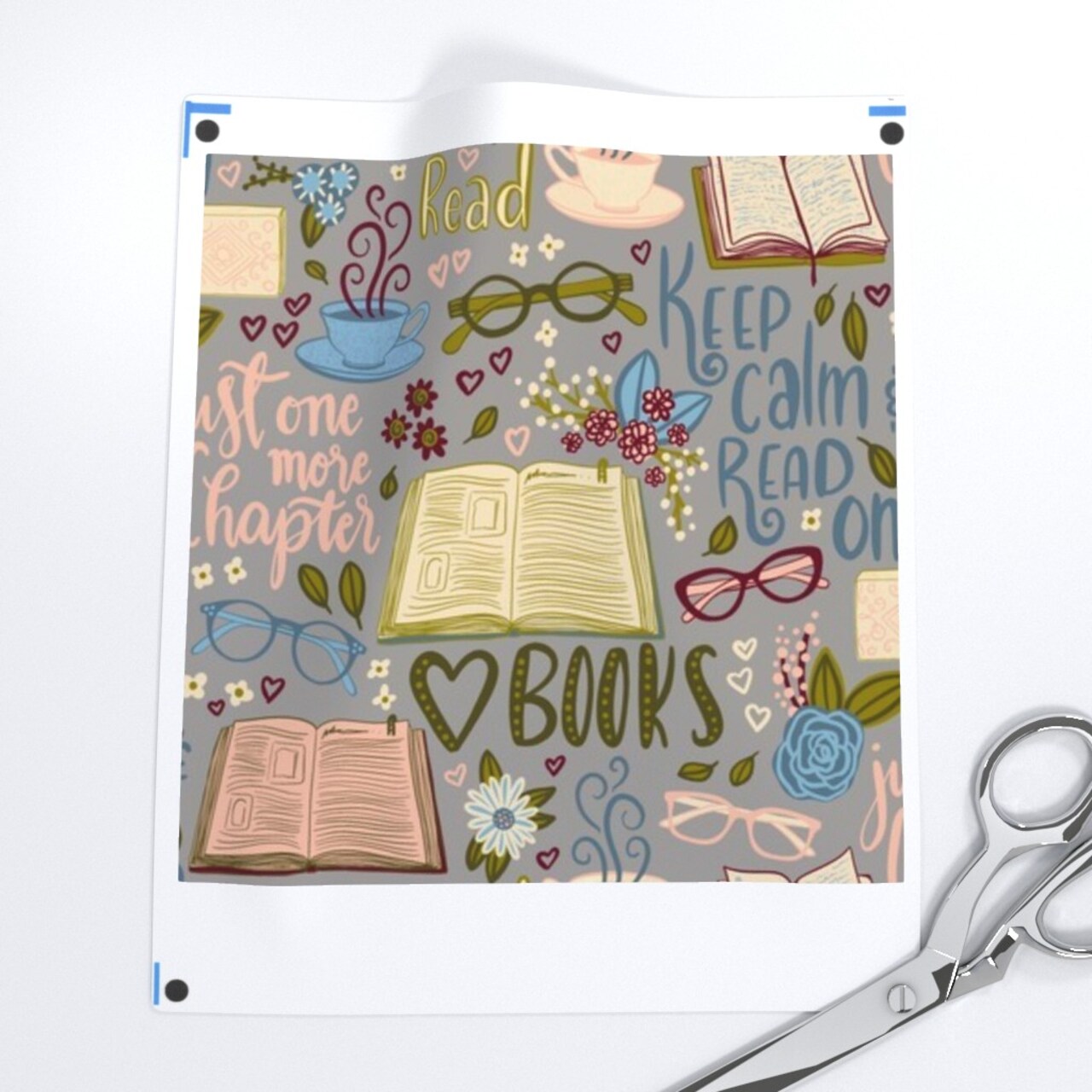 Chapter Book Lover Grey Reading Books Hygge Library Time Custom Printed Fabric by Spoonflower Various Fabrics by the Yard or Fat Quarter